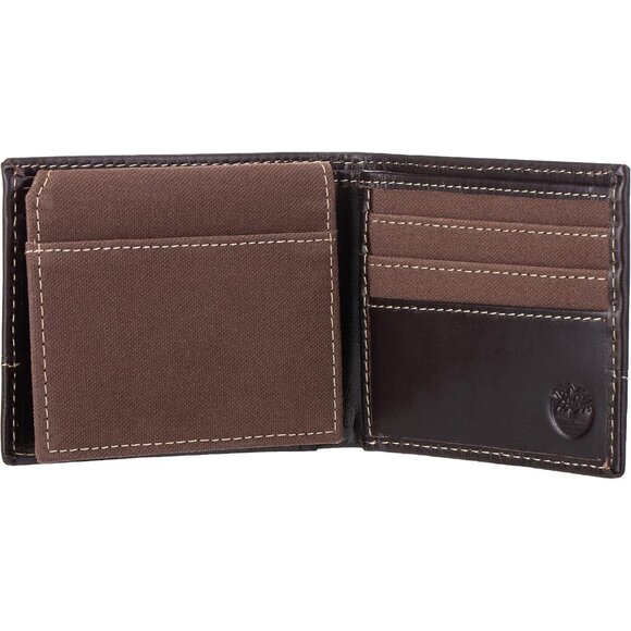 🆕Men's Brown Canvas Passcase Wallet, Man-Made Material, Slim Design, Stylish - Picture 4 of 5